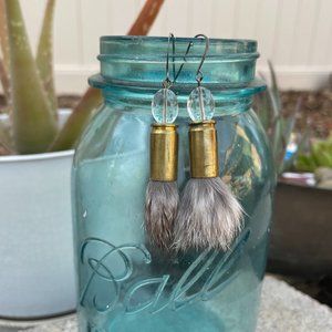 rabbit fur ammo earrings